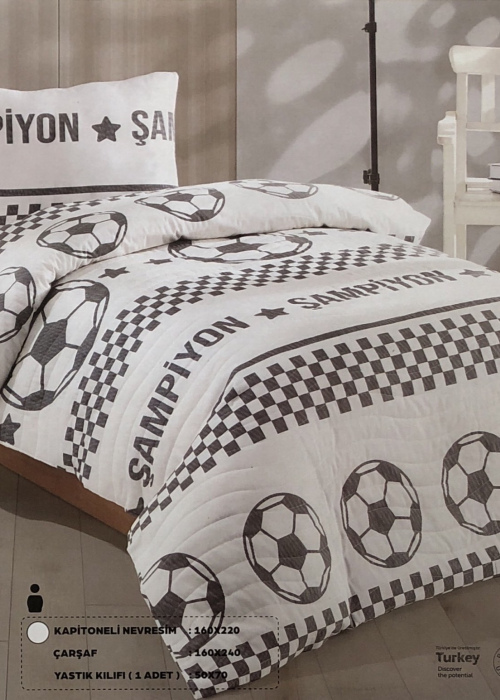 Tek Kişilik Taraftar Siyah-Beyaz 4 Mevsim Nevresim Takımı